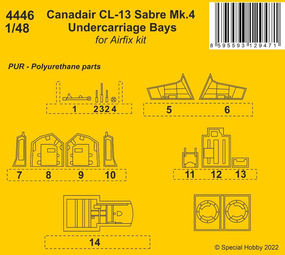 CMK CMK4446 1:48 Canadair CL-13 Sabre Mk.4 Wheel Bay Paint Mask
