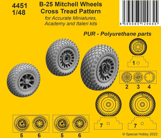 CMK CMK4451 1:48 B-25 Mitchell Wheels (Cross Tread Pattern)