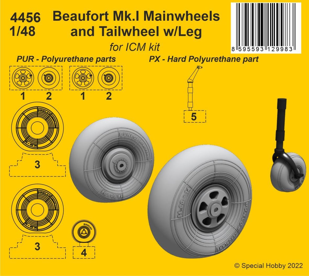 CMK CMK4456 1:48 Bristol Beaufort Mk.I Main & Tail Wheels