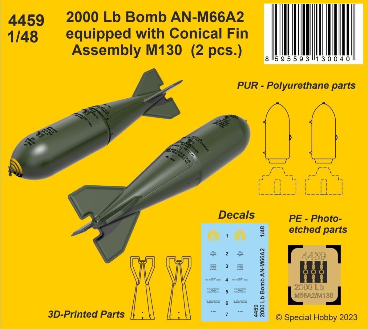 CMK CMK4459 1:48 2000lb Bomb AN-M66A2 with Conical Fin M130