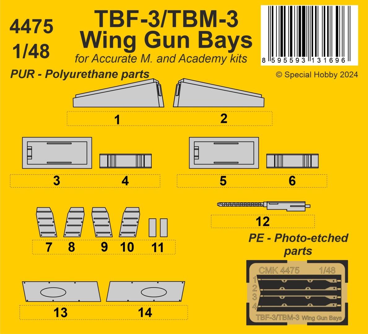 CMK/Czech Master Kits CMK4475 1:48 Grumman TBF-3/TBM-3 Wing Gun Bays