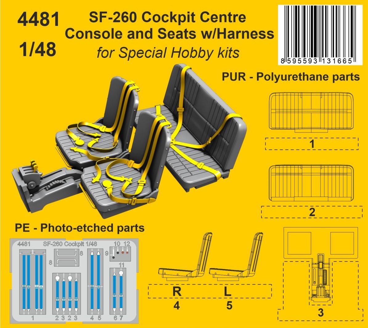 CMK CMK4481 1:48 SIAI-Marchetti SF-260 Centre Console & Seats