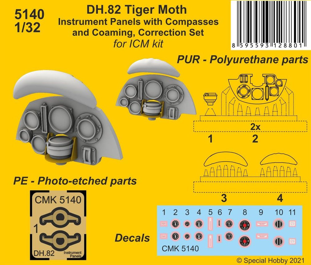 CMK CMK5140 1:32 DH.82 Tiger Moth Panels & Coaming Correction