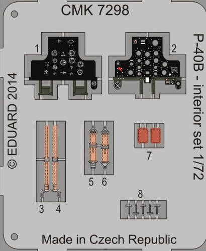 CMK/Czech Master Kits CMK7298 1:72 Curtiss P-40B/P-40C-Interior set