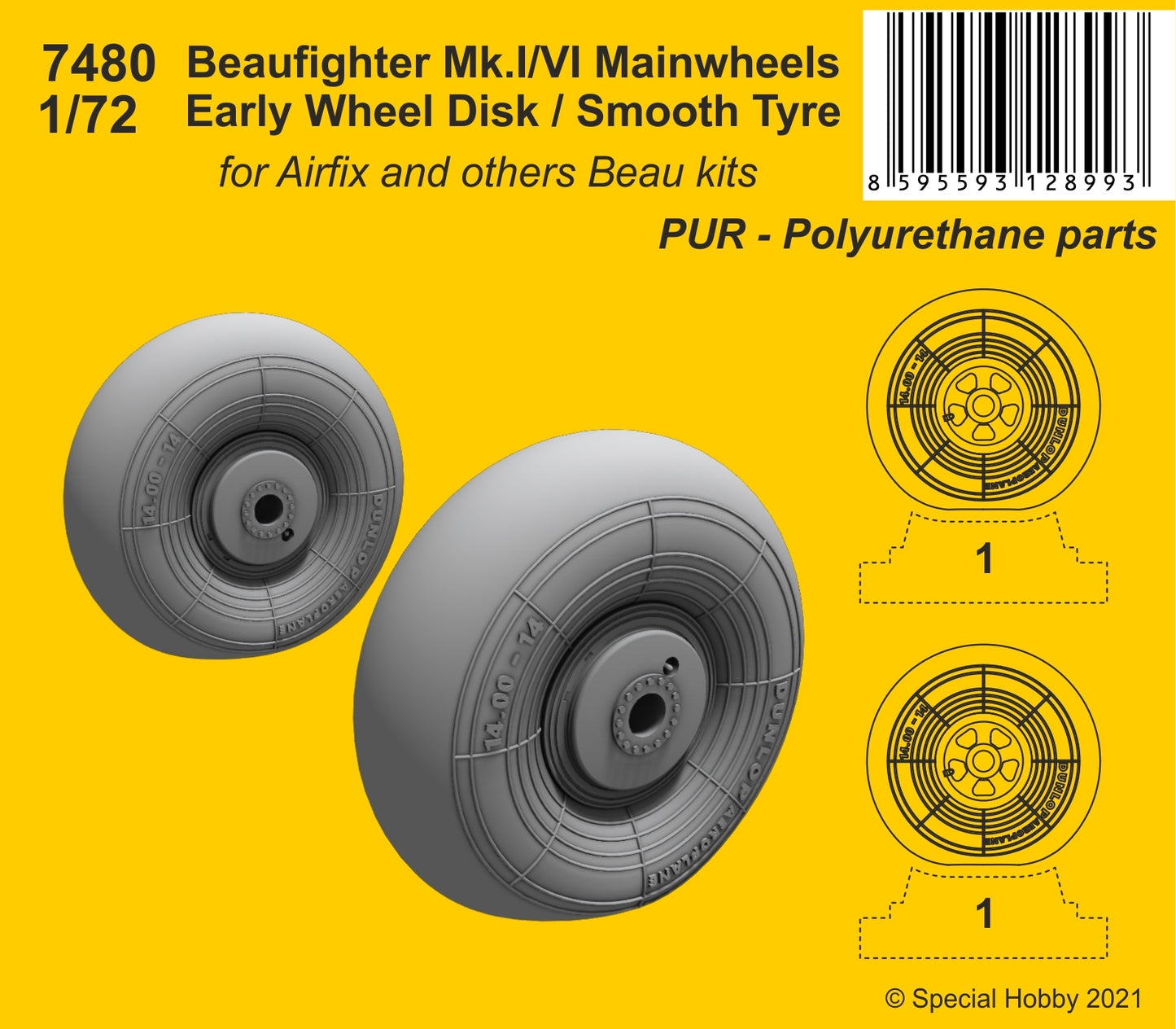 CMK/Czech Master Kits CMK7480 1:72 Bristol Beaufighter Mk.I/Mk.VI Mainwheels
