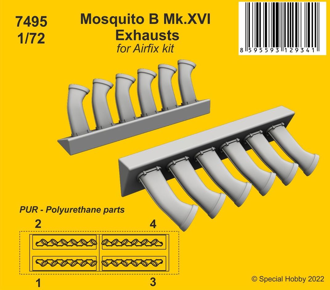 CMK/Czech Master Kits CMK7495 1:72 de Havilland Mosquito B Mk.XVI Exhausts