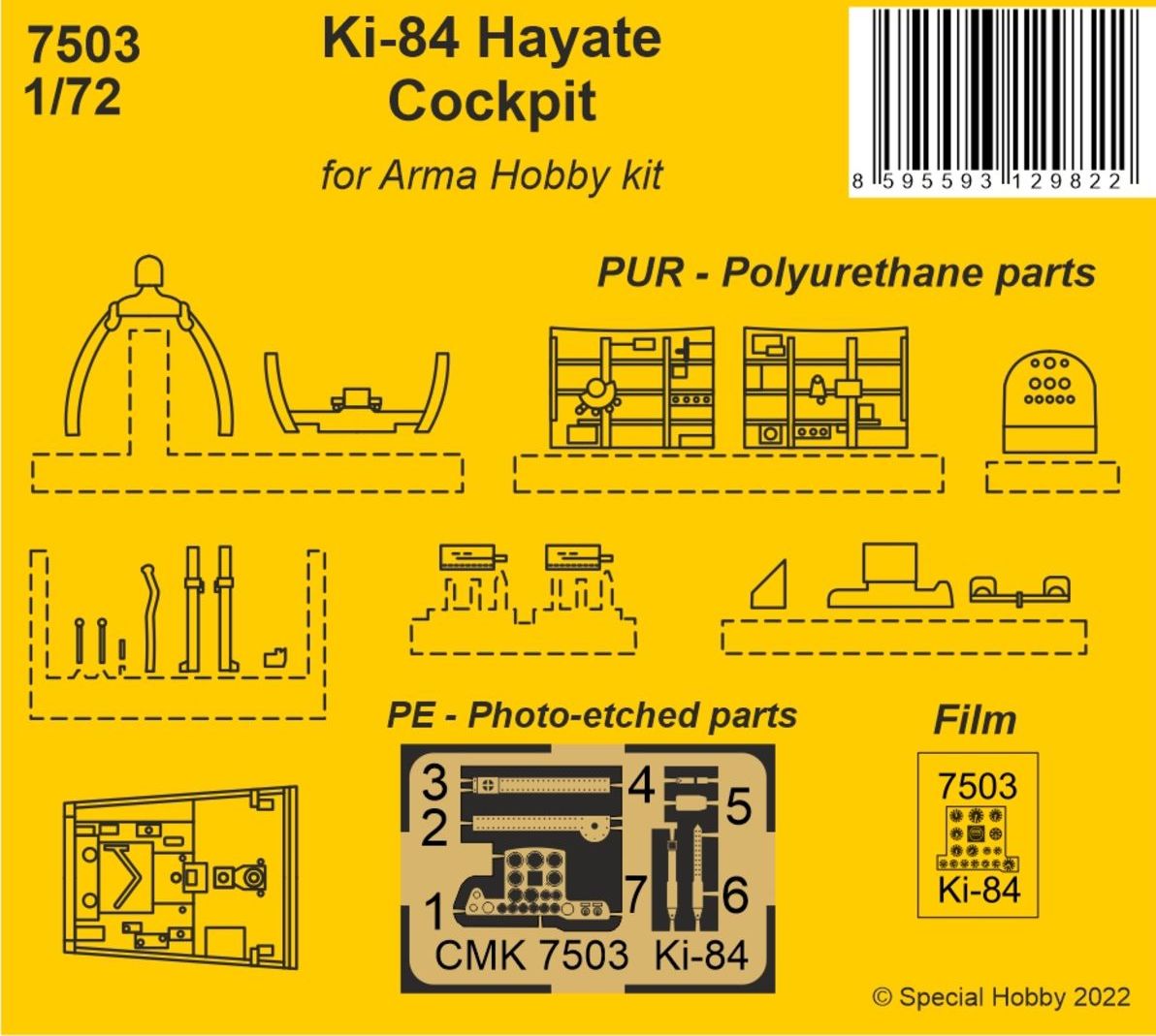 CMK/Czech Master Kits CMK7503 1:72 Nakajima Ki-84 Hayate Cockpit