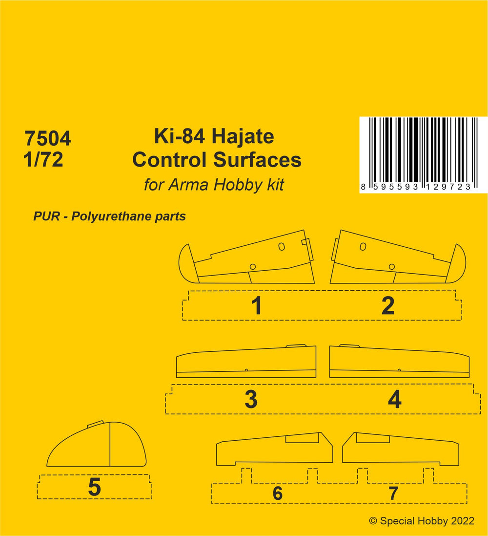 CMK CMK7504 Nakajima Ki-84 Hayate Control Surfaces 1:72