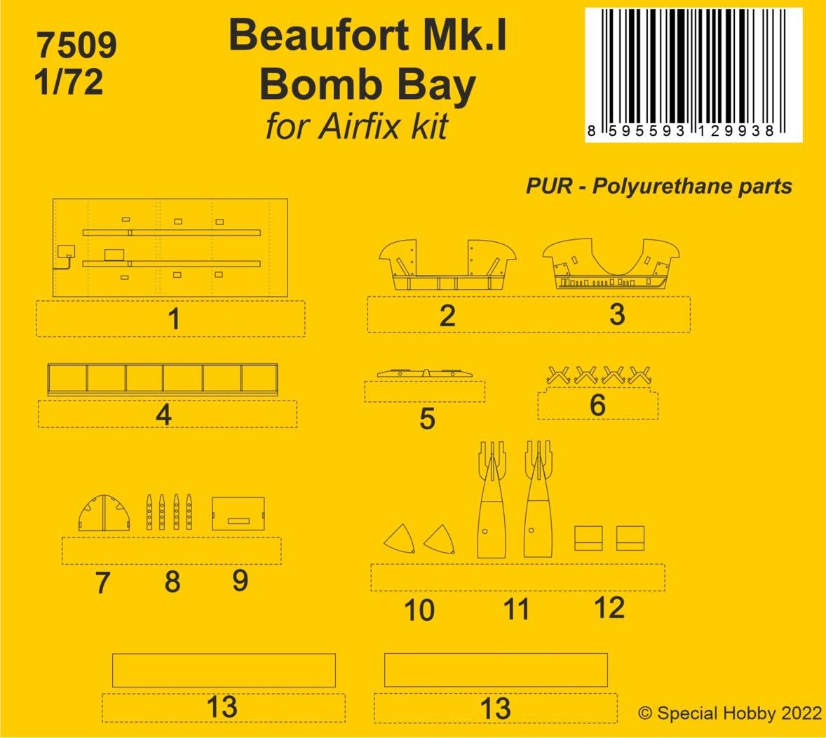 CMK/Czech Master Kits CMK7509 1:72 Bristol Beaufort Mk.I Bomb Bay