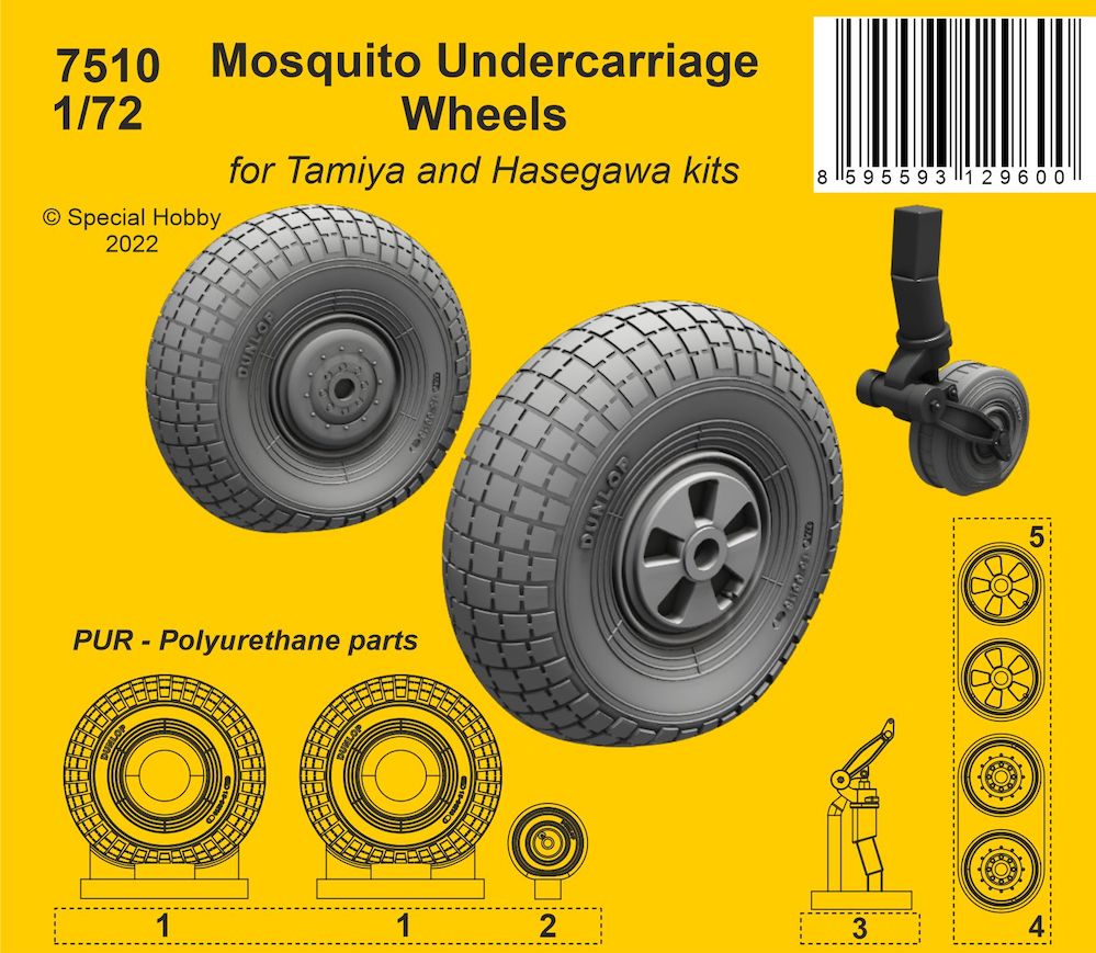 CMK CMK7510 1:72 de Havilland Mosquito Main Undercarriage Wheels