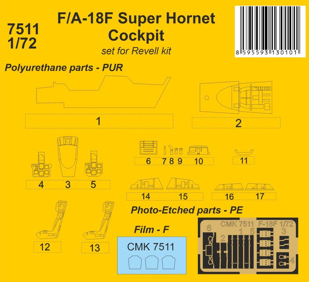 CMK/Czech Master Kits CMK7511 Boeing F/A-18F Super Hornet Cockpit 1:72