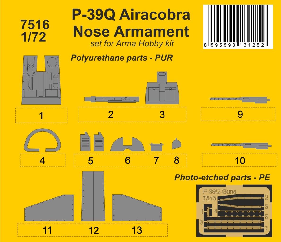 CMK/Czech Master Kits CMK7516 1:72 Bell P-39Q Airacobra Nose Armament
