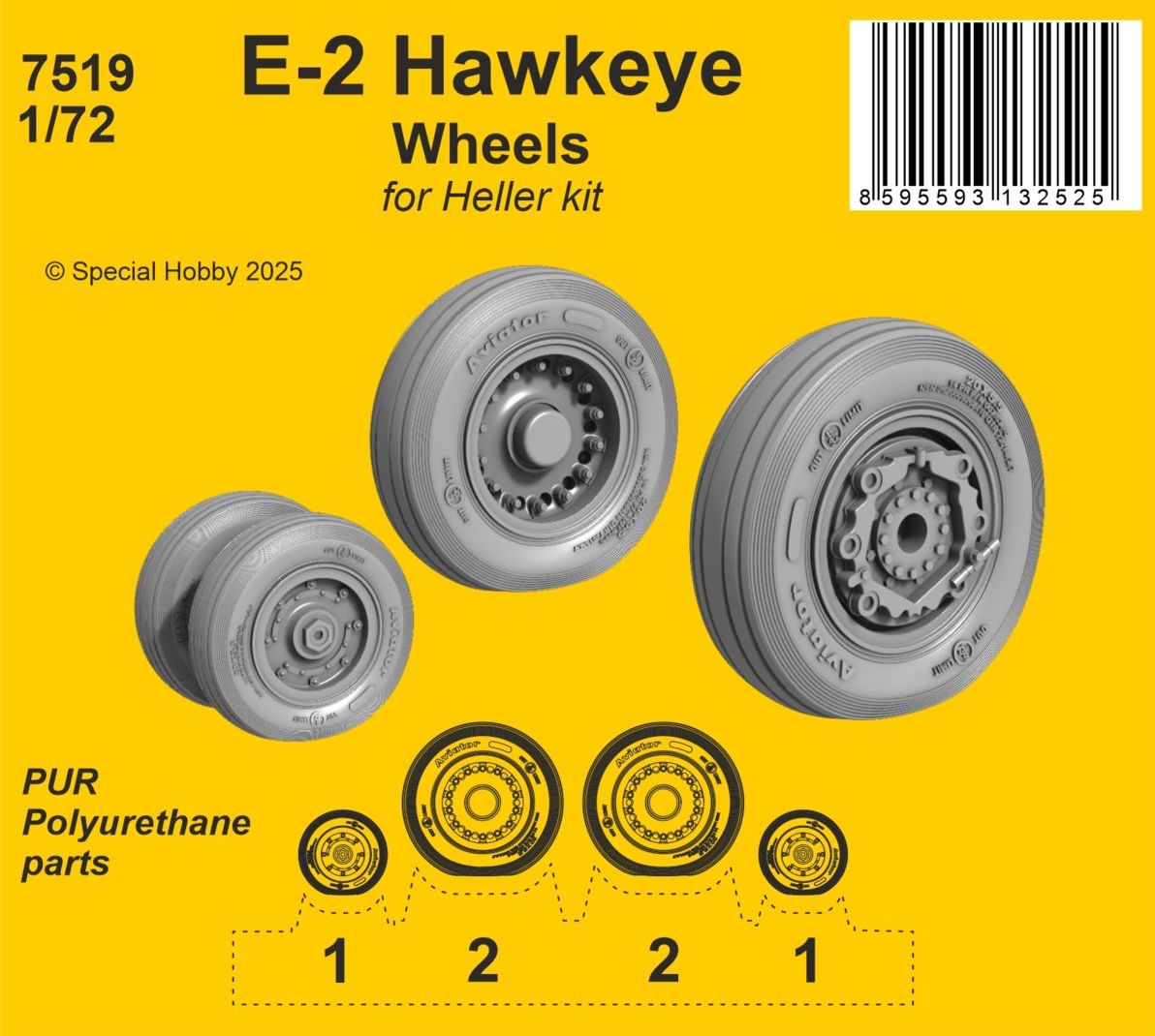 CMK CMK7519 1:72 Grumman E-2C Hawkeye Wheels with Weighted Tyres