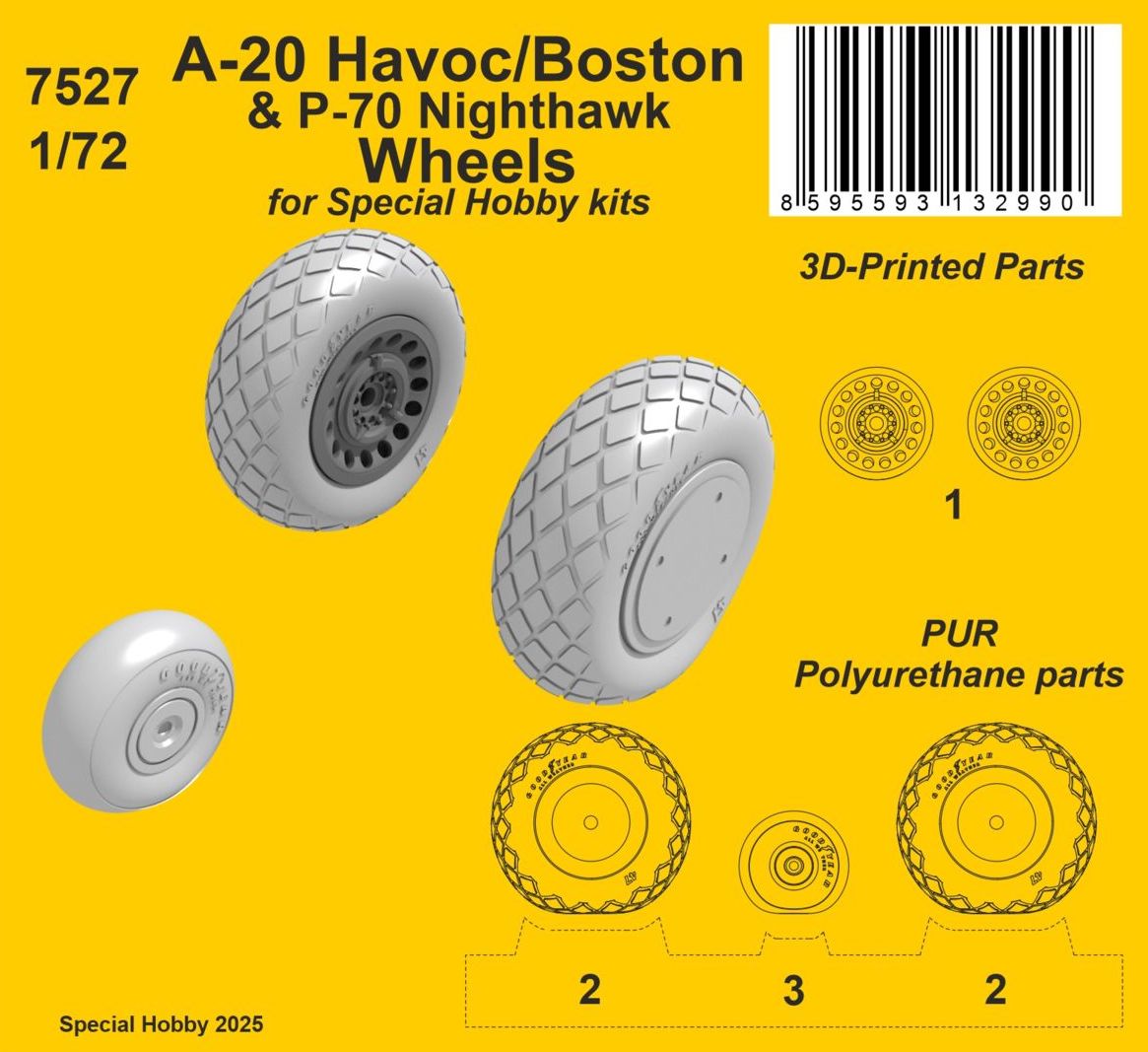 CMK/Czech Master Kits CMK7527 1:72 Douglas A-20 Havoc/Boston Wheels