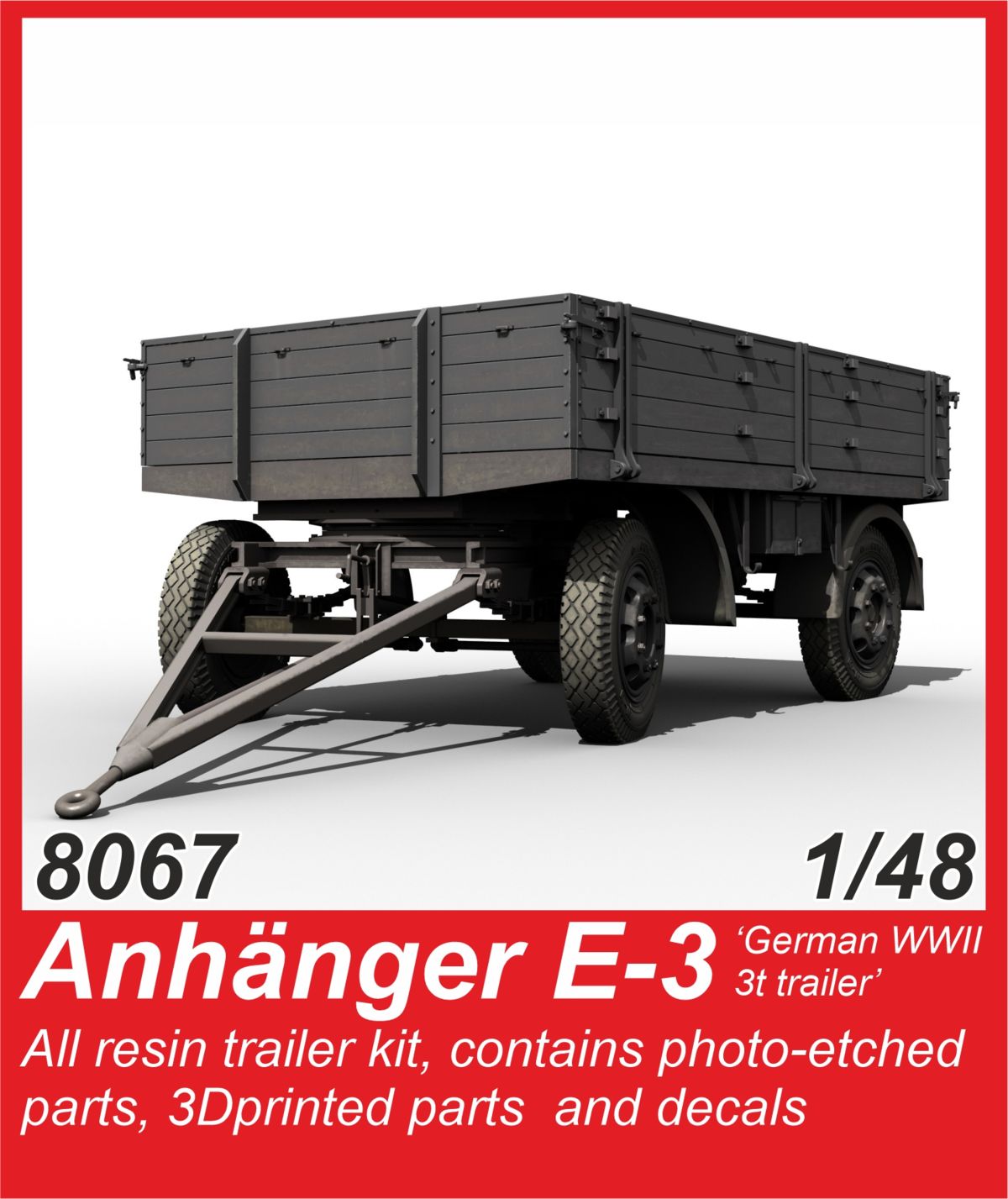CMK CMK8067 1:48 E-3 German WWII Two-Axle Cargo Trailer