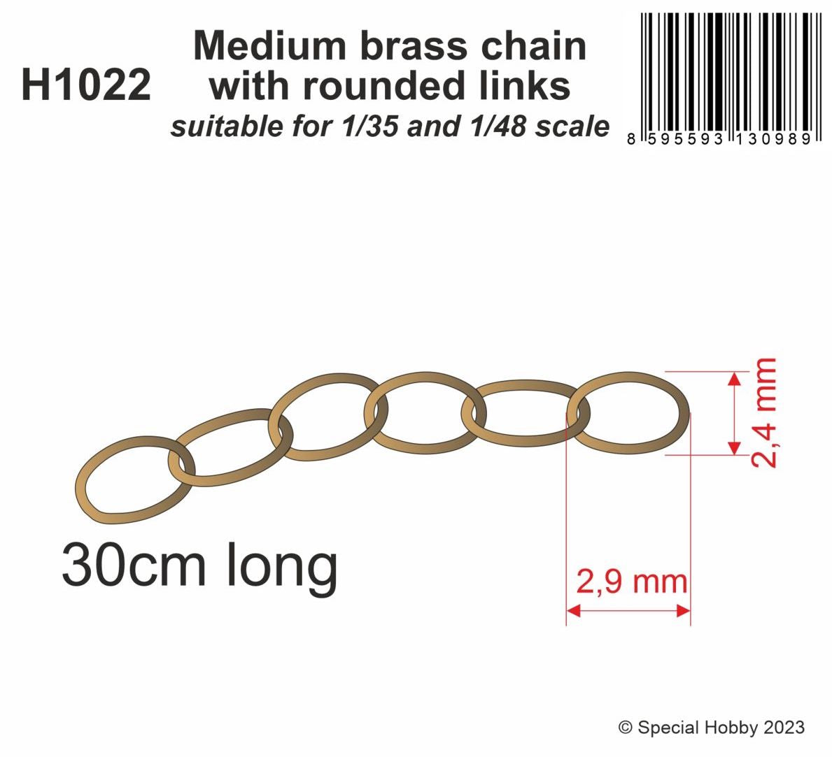 CMK/Czech Master Kits CMKH1022 Medium brass chain with rounded links