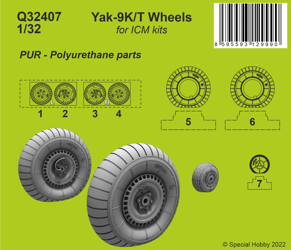 CMK/Czech Master Kits CMQ32407 1:32 Yakovlev Yak-9T wheels