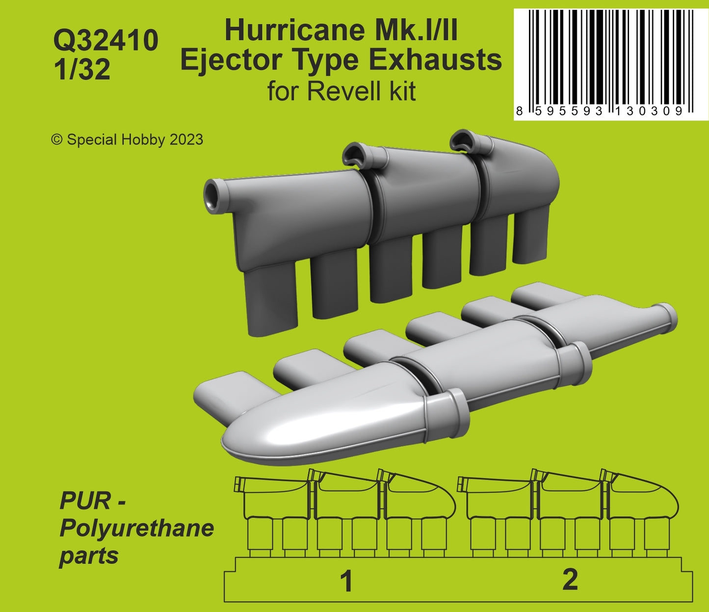 CMK CMQ32410 1:32 Hawker Hurricane Mk.I/II Ejector Exhausts