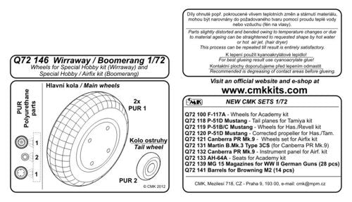 CMK CMQ72146 1:72 CA-9 Wirraway / CA-12 CA-13 Boomerang Wheels