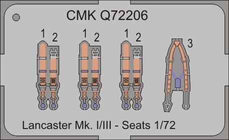 CMK/Czech Master Kits CMQ72206 1:72 Avro Lancaster B.I/Mk.II/Mk.III-seats