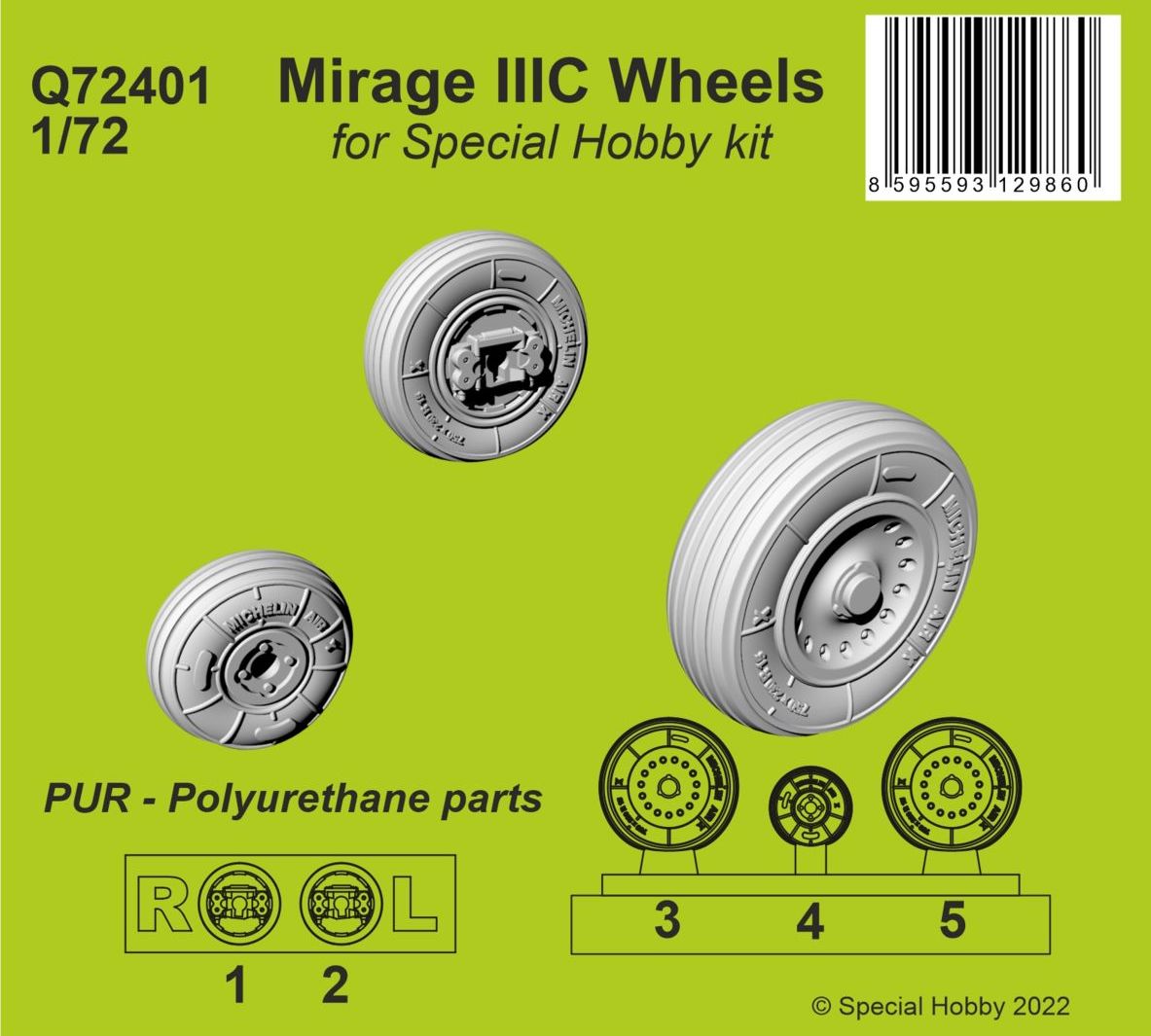 CMK CMQ72401 1:72 Dassault Mirage IIICR Detailed Resin Wheels