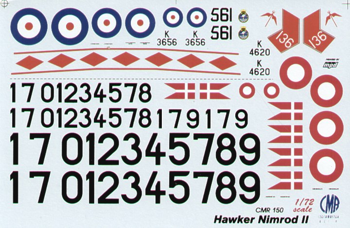 Czech Master Resin CMR72-150 1:72 Hawker Nimrod Mk.II Decals 801 Sqn FAA H.M.S