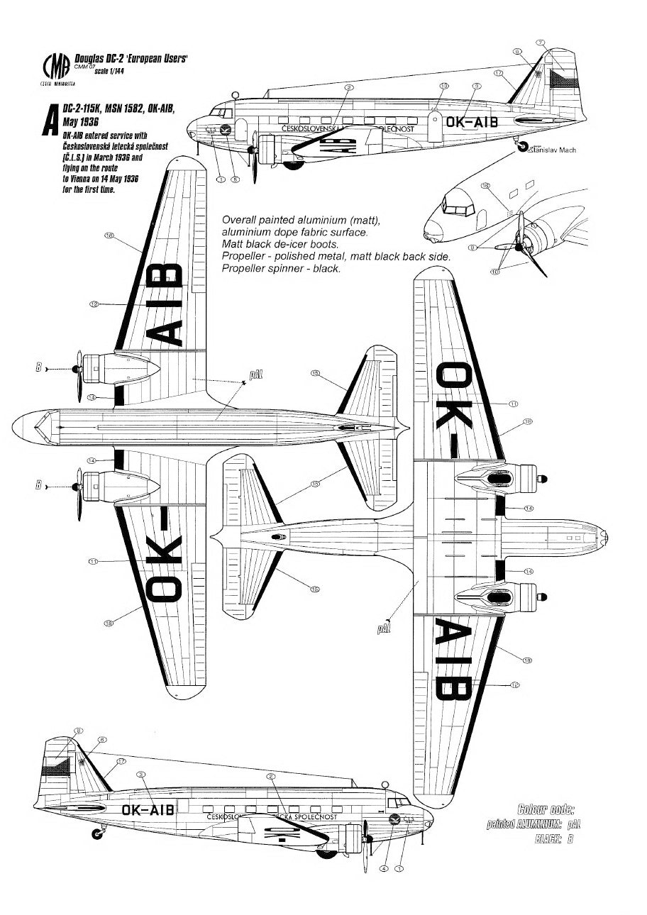 Czech Master Resin CMR144-007 1:144 Douglas DC-2 'European users' with decals