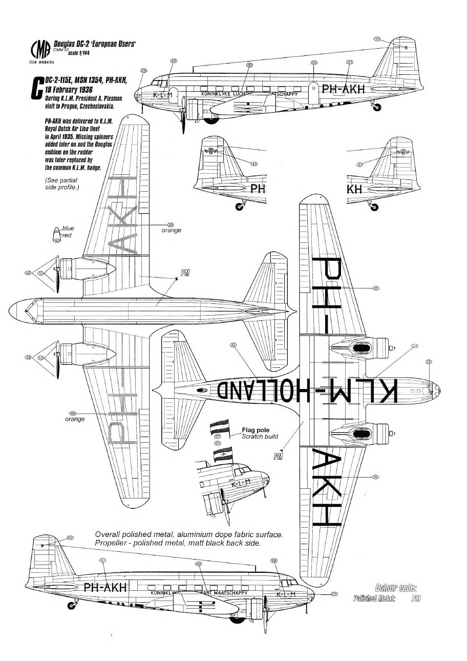 Czech Master Resin CMR144-007 1:144 Douglas DC-2 'European users' with decals