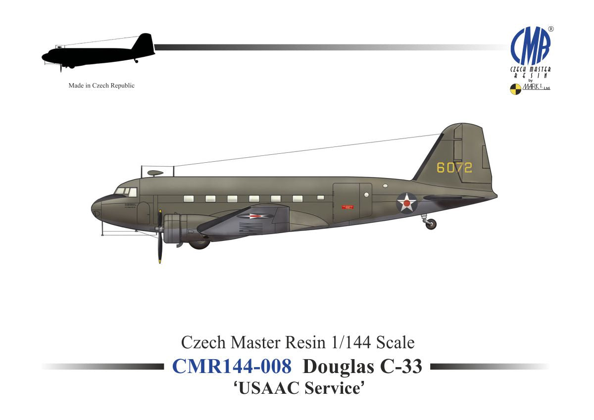 Czech Master Resin CMR144-008 1:144 Douglas C-33 Decals U.S