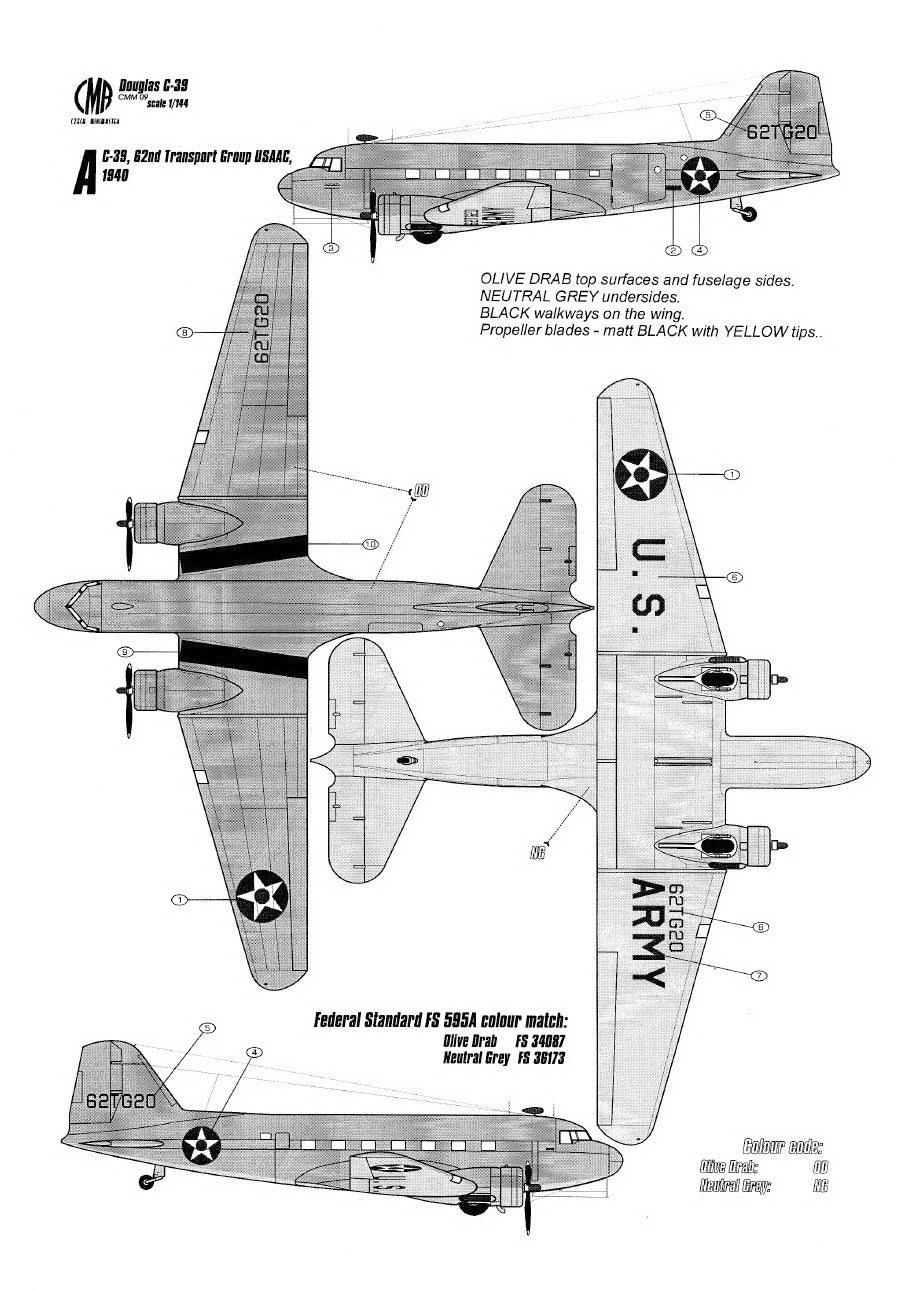 CMR CMR144-009 Douglas C-39 with USAAC Decals 1:144