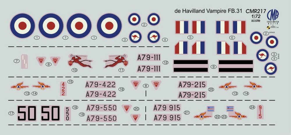 Czech Master Resin CMR72-217 1:72 de Havilland Vampire FB.31 in RAAF Service