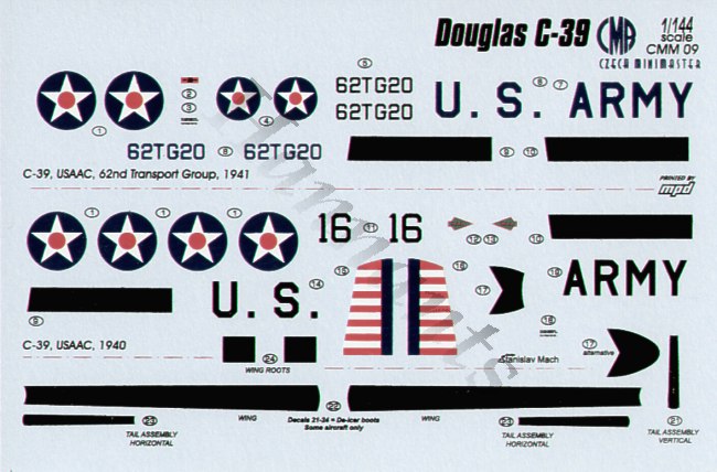 CMR CMR144-009 Douglas C-39 with USAAC Decals 1:144