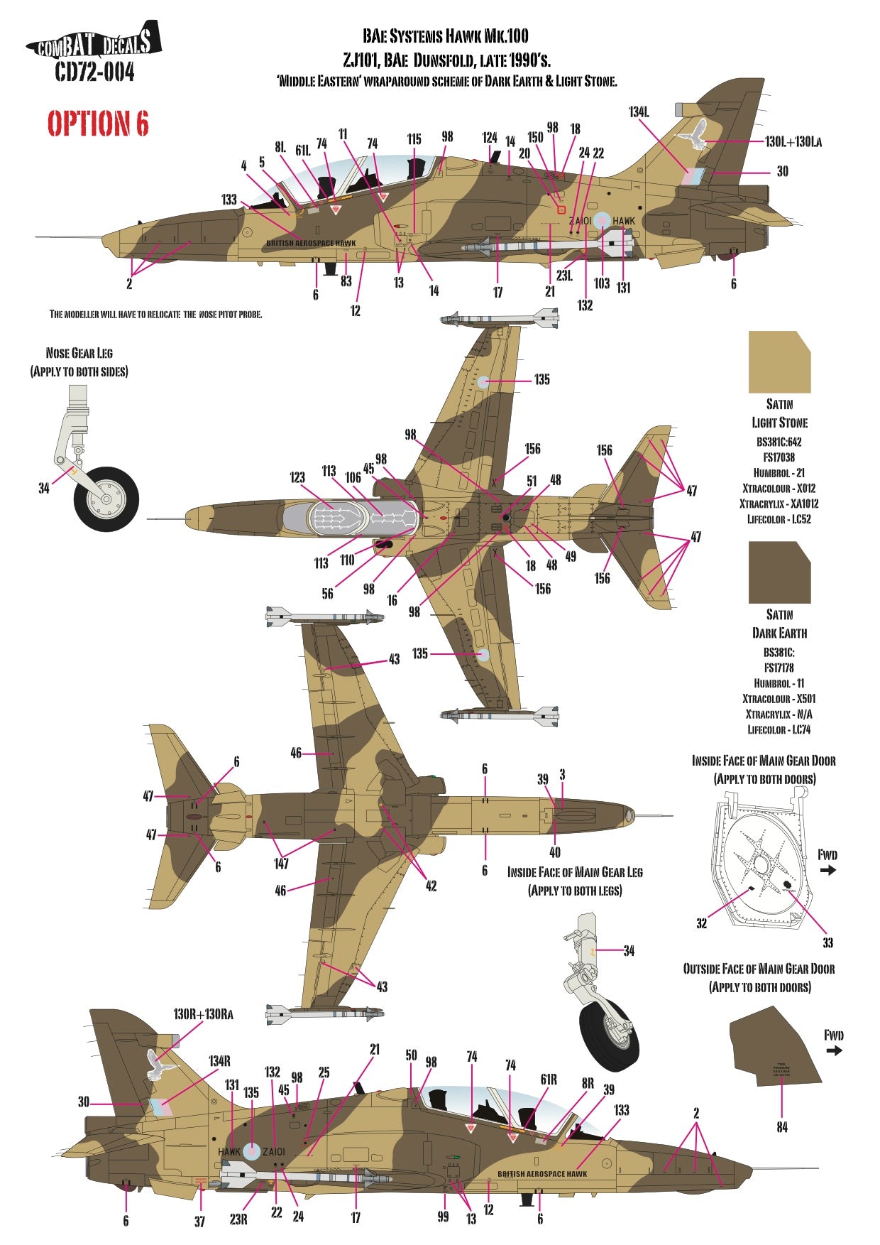 Combat Decals COM72004 1:72 Test & Development BAe Hawks x 9