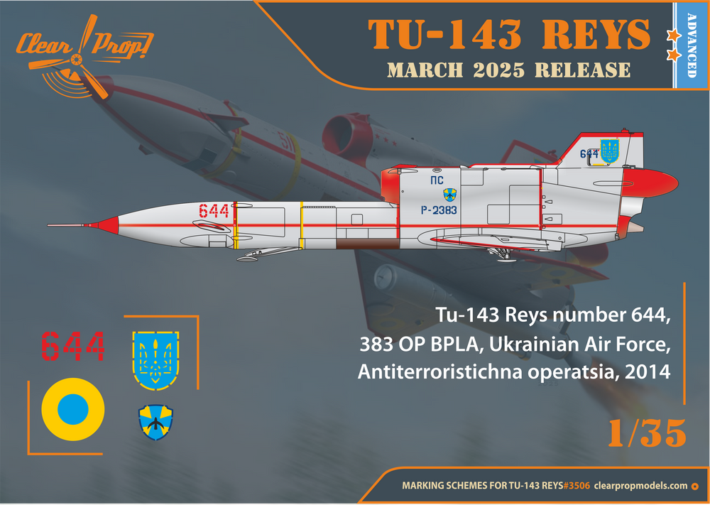 Clear Prop Models CP3506 1:35 Tu-143 Reys television reconnaissance Advanced kit