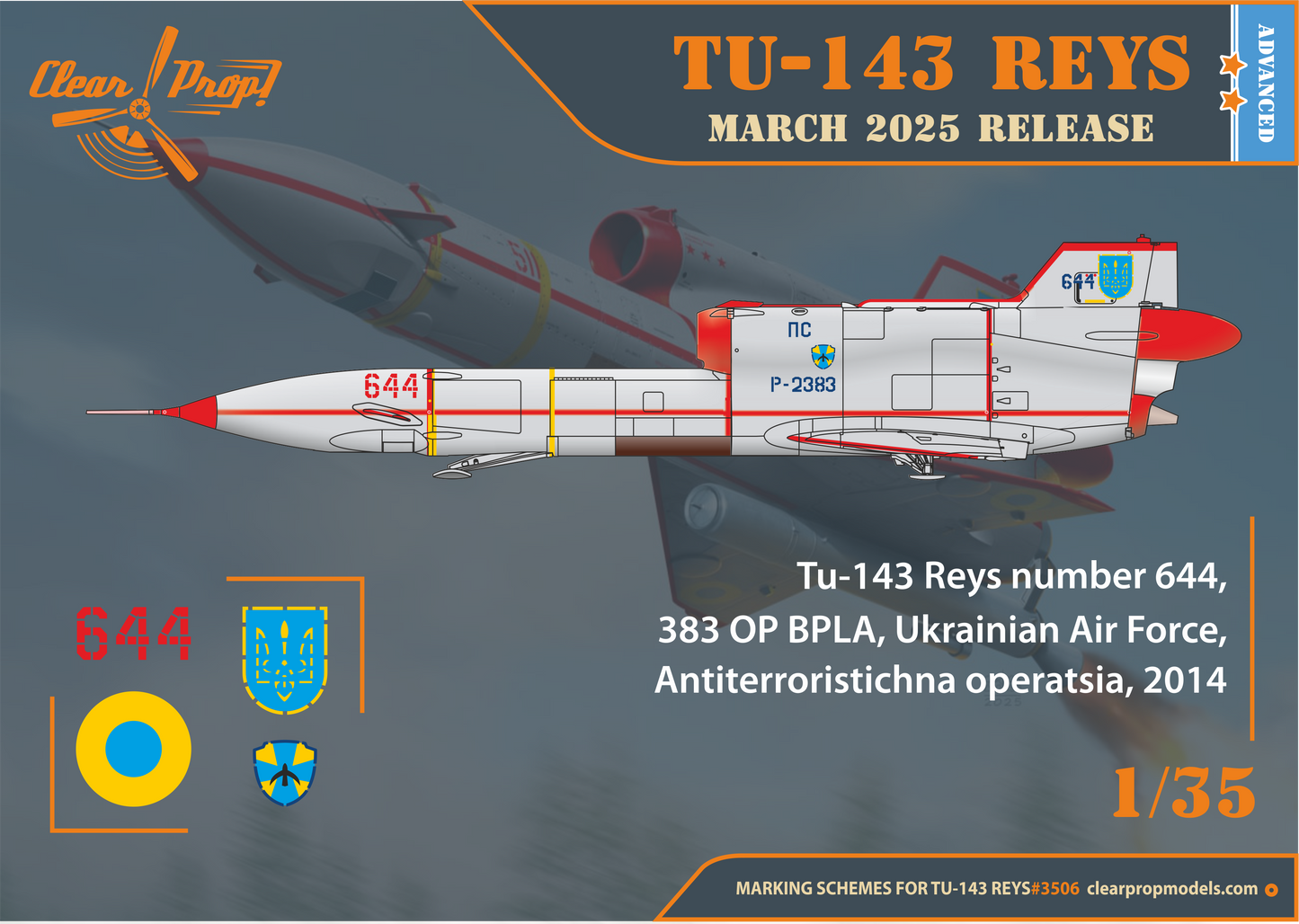 Clear Prop Models CP3506 1:35 Tu-143 Reys television reconnaissance Advanced kit