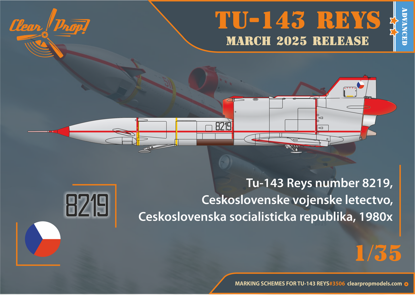 Clear Prop Models CP3506 1:35 Tu-143 Reys television reconnaissance Advanced kit