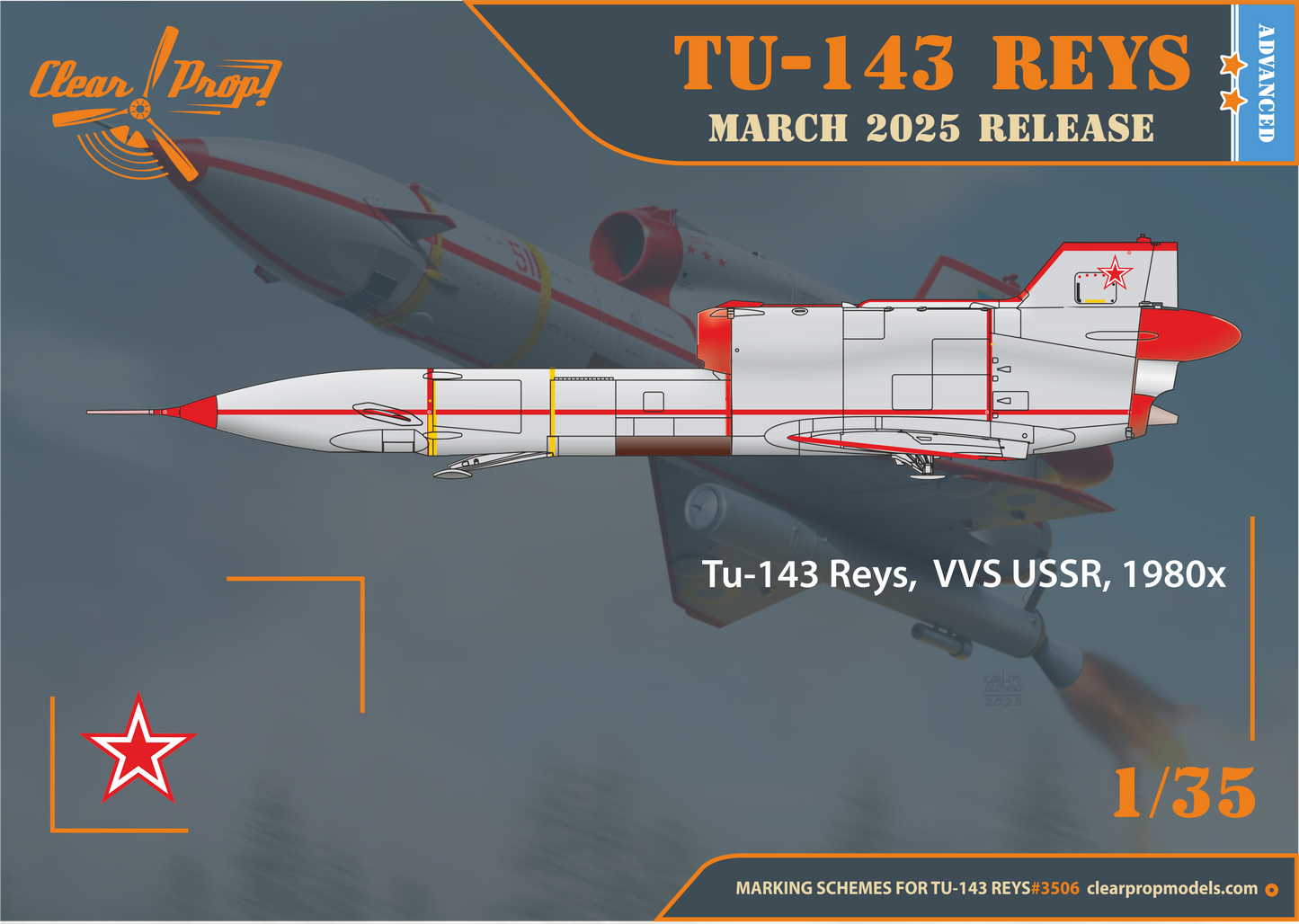 Clear Prop Models CP3506 1:35 Tu-143 Reys television reconnaissance Advanced kit
