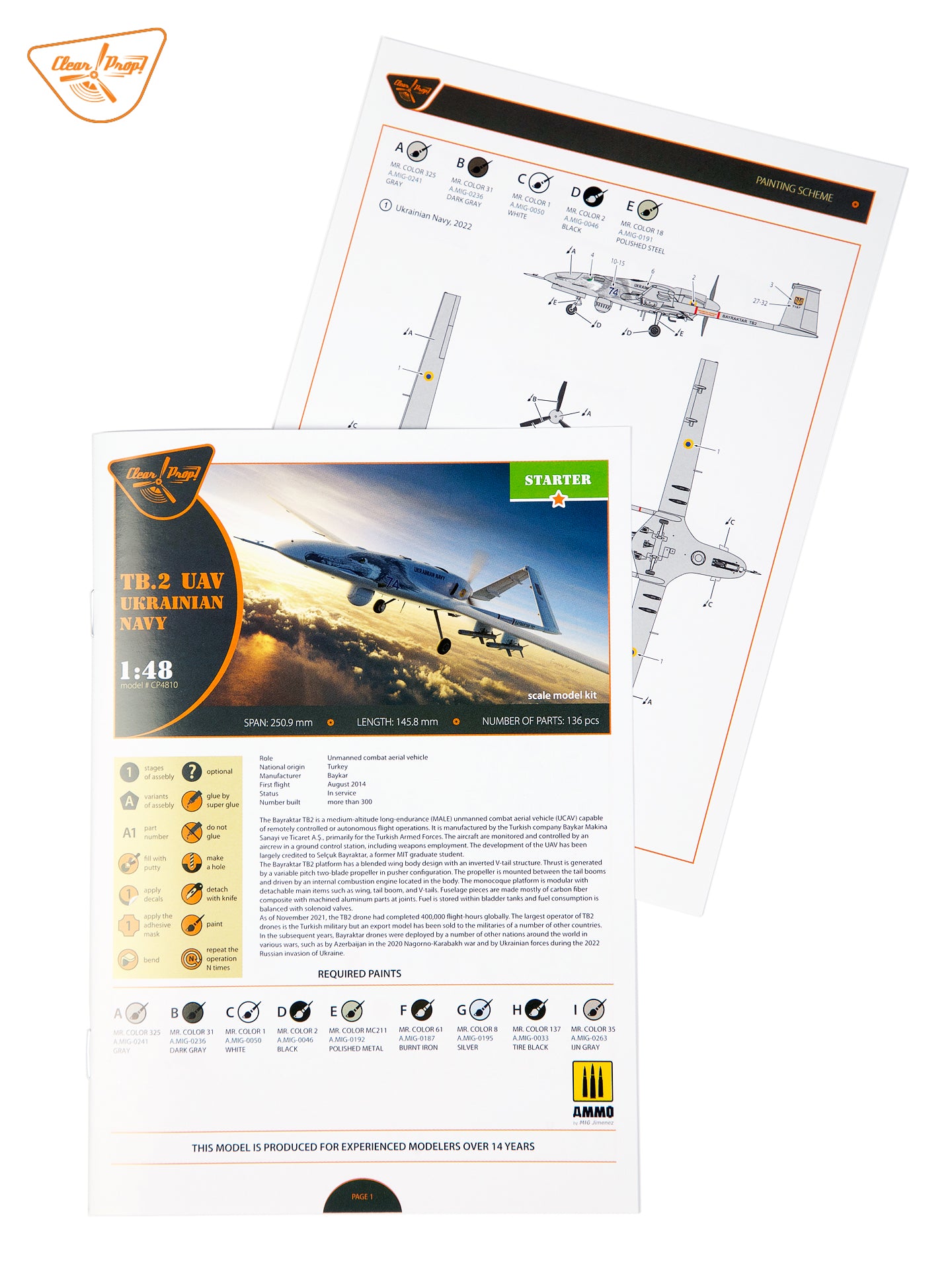 Clear Prop CP4810 1:48 Bayraktar TB.2 UAV Ukrainian Navy