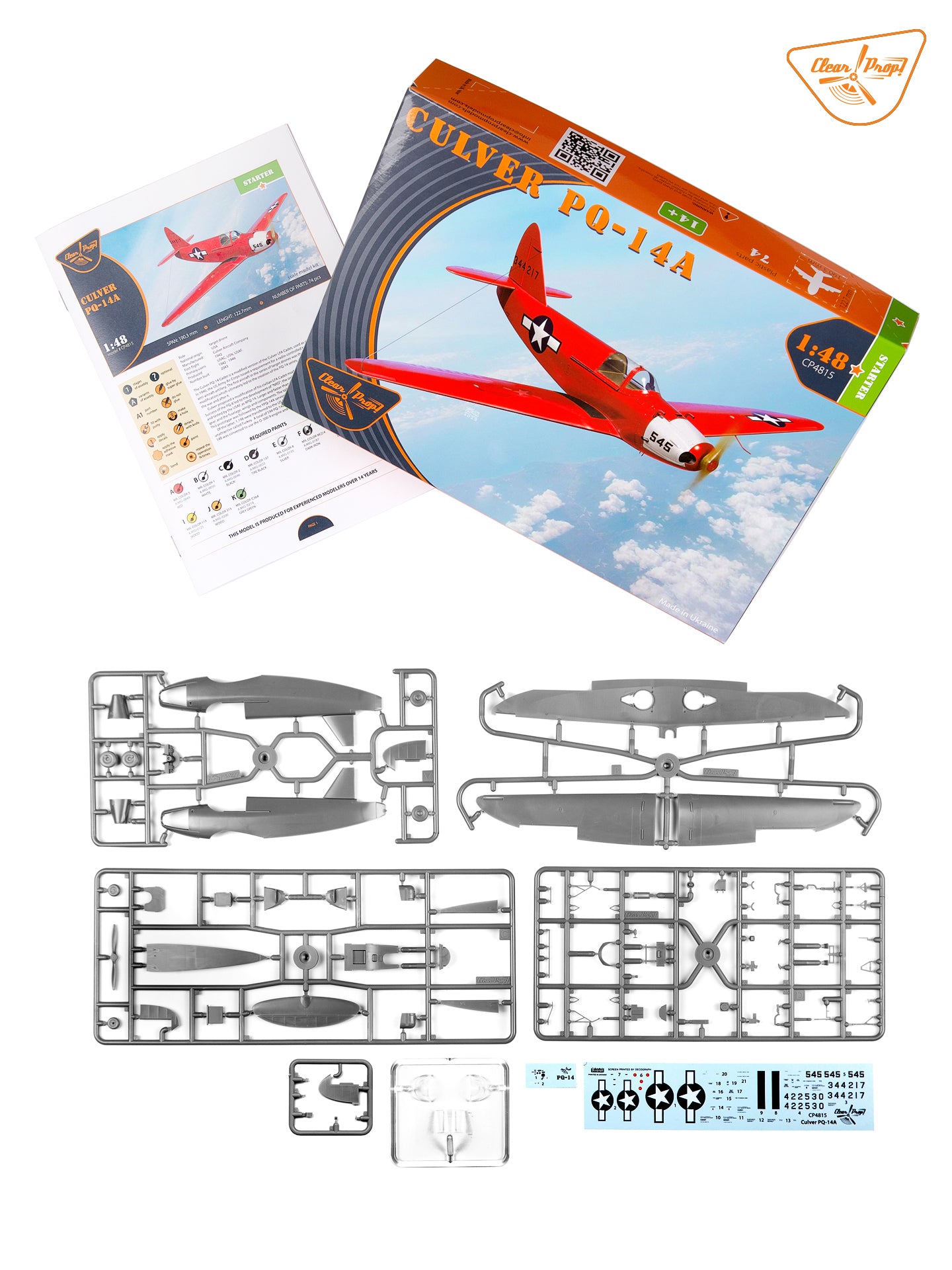 Clear Prop Models CP4815 Culver PQ-14A 1:48 Starter kit
