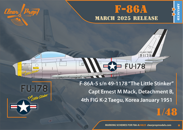 Clear Prop CP4825 1:48 North-American F-86A Sabre Korea Early