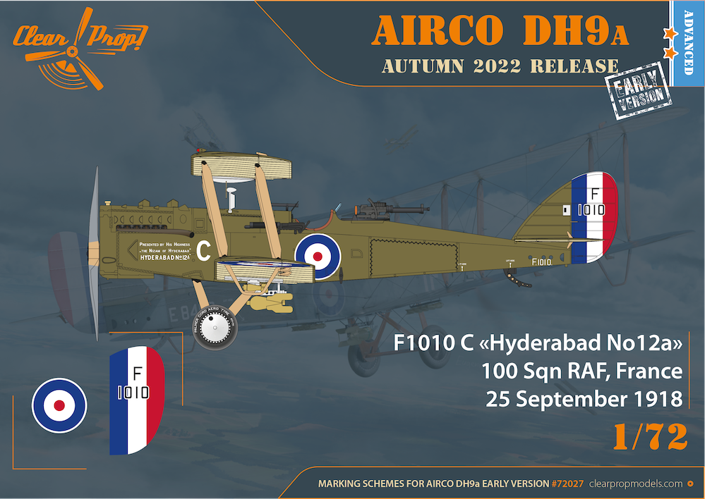 Clear Prop Models CP72027 1:72 Airco DH.9A early version