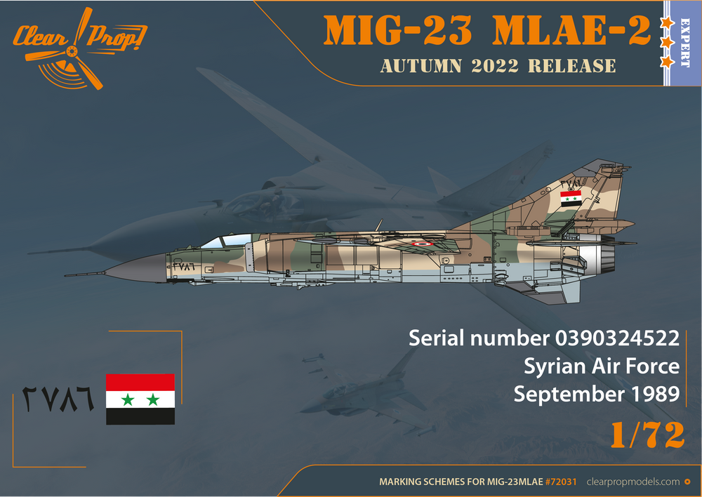 Clear Prop Models CP72031 1:72 Mikoyan MiG-23MLAE-2 Flogger-G Expert kit