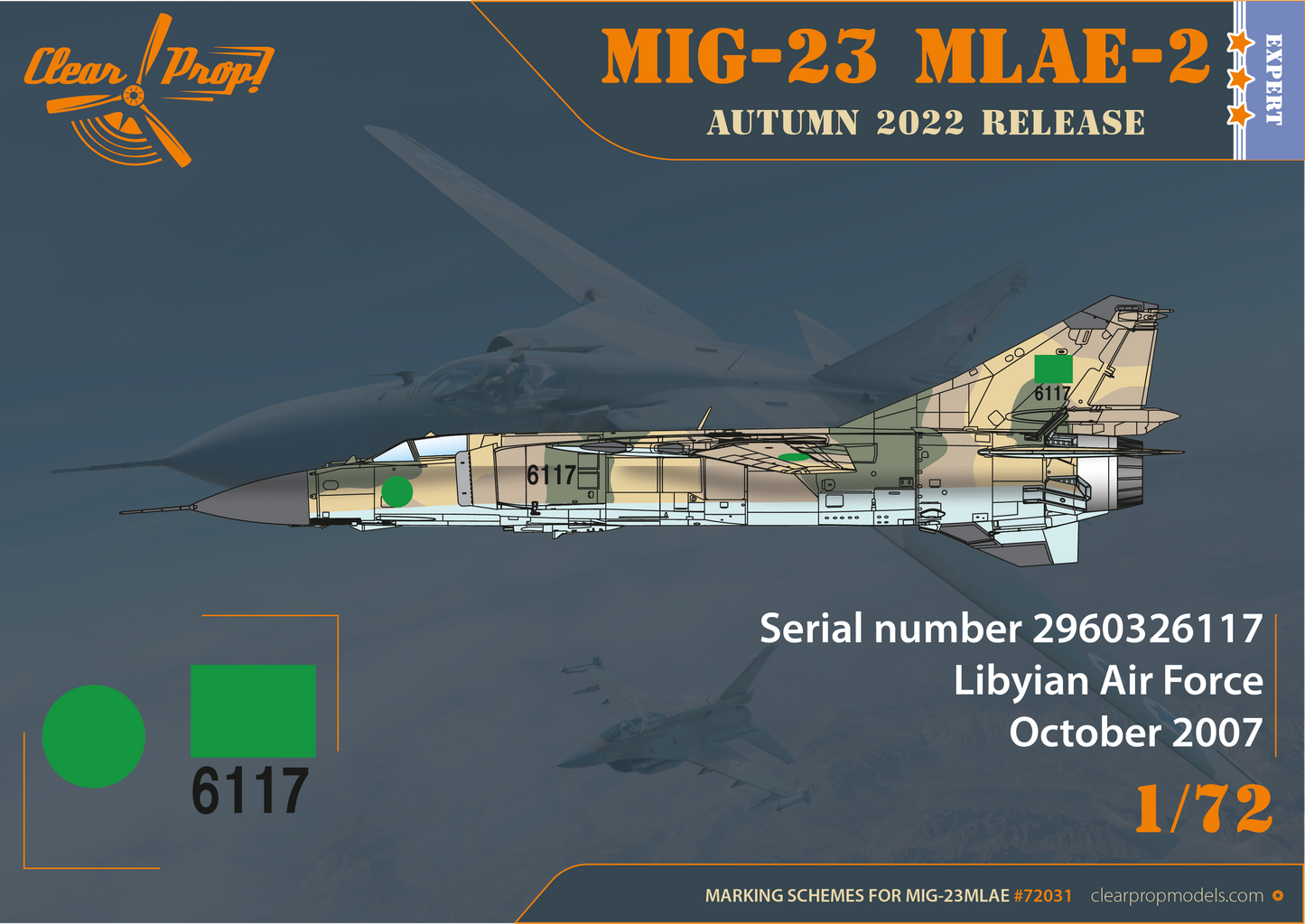 Clear Prop Models CP72031 1:72 Mikoyan MiG-23MLAE-2 Flogger-G Expert kit