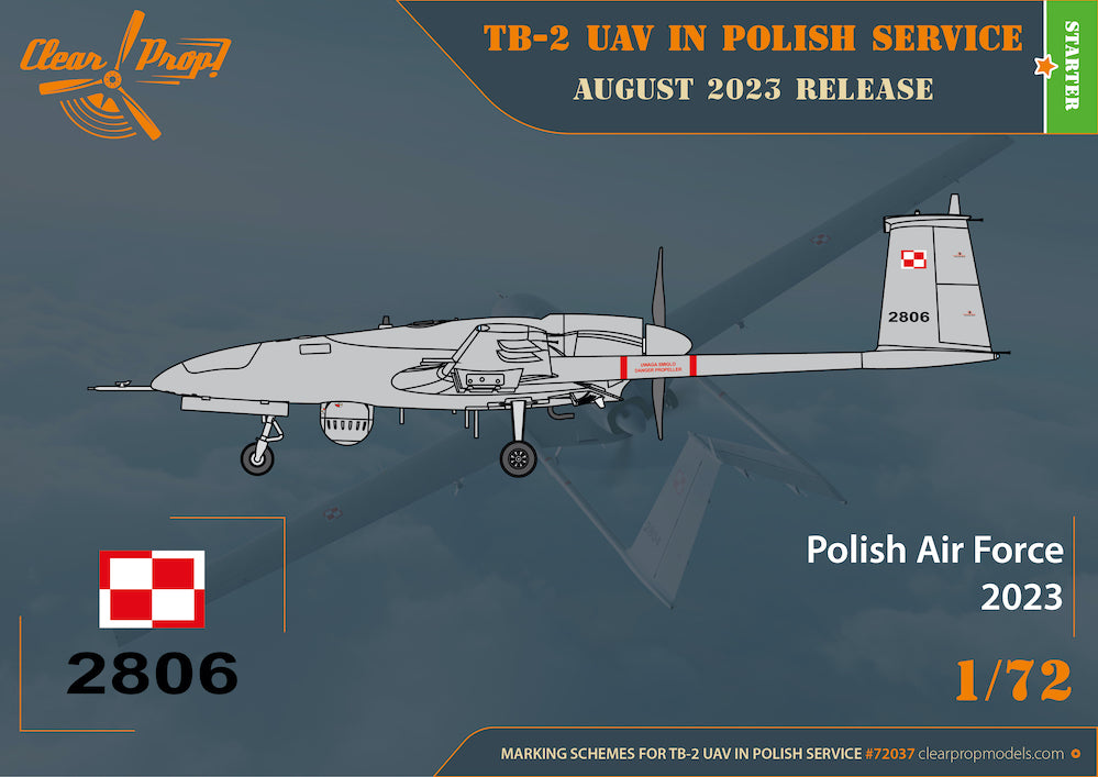 Clear Prop Models CP72037 1:72 Bayraktar TB.2 UAV in Polish service Starter kit