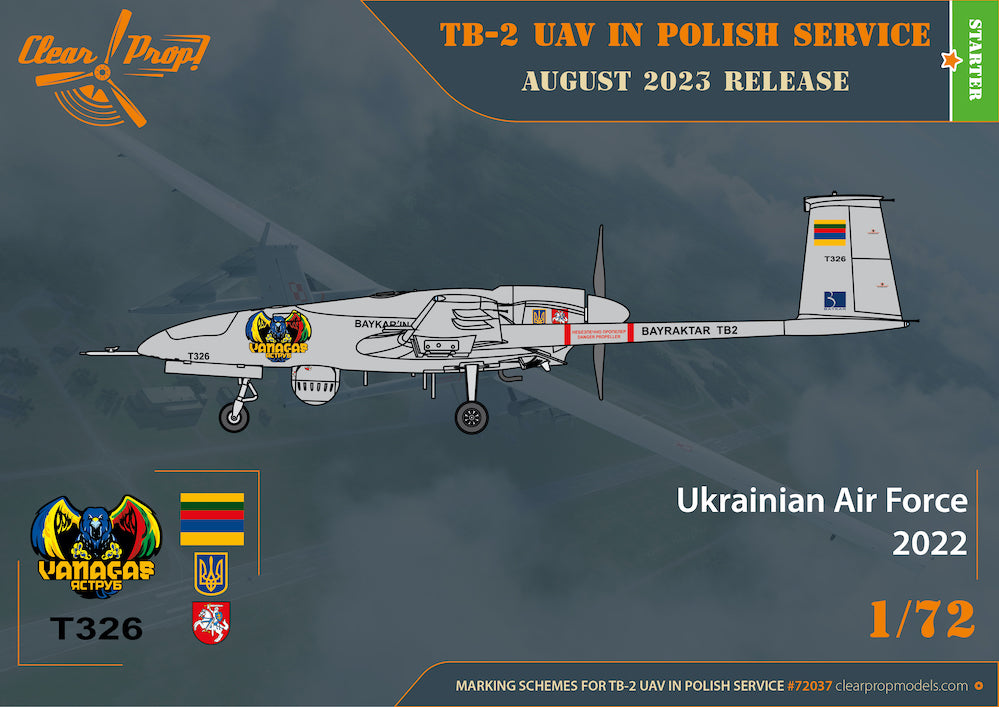 Clear Prop Models CP72037 1:72 Bayraktar TB.2 UAV in Polish service Starter kit