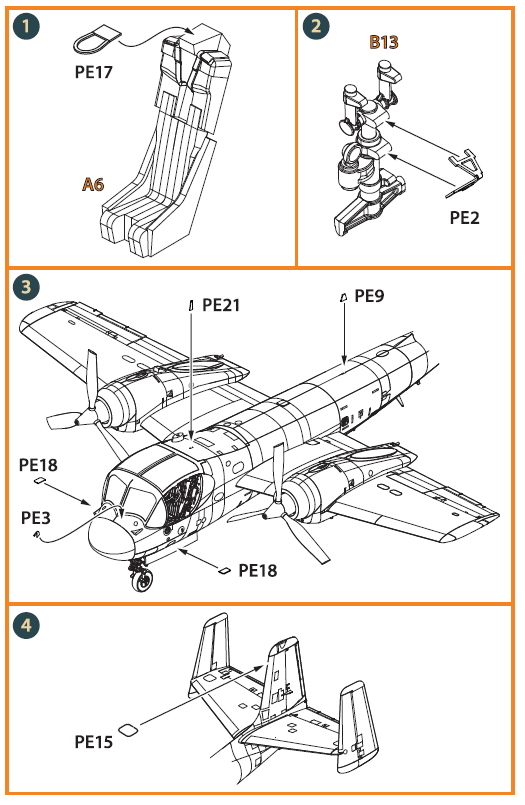 Clear Prop CPA144002 1:144 Grumman OV-1A/JOV-1A Mohawk PE & Mask