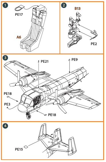 Clear Prop CPA144002 1:144 Grumman OV-1A/JOV-1A Mohawk PE & Mask