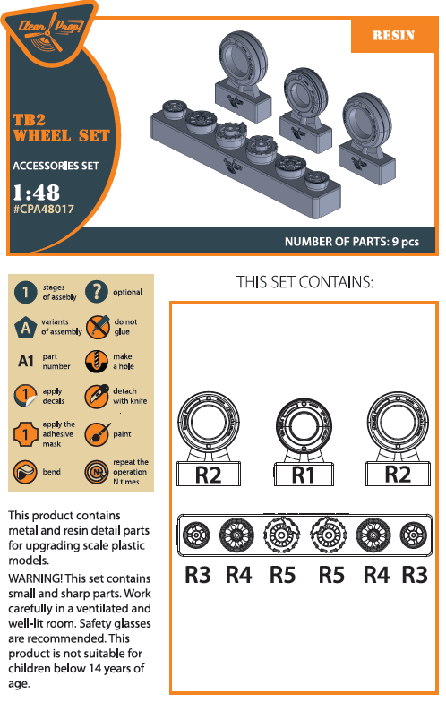 Clear Prop CPA48017 1:48 Bayraktar TB.2 Drone Wheel Set