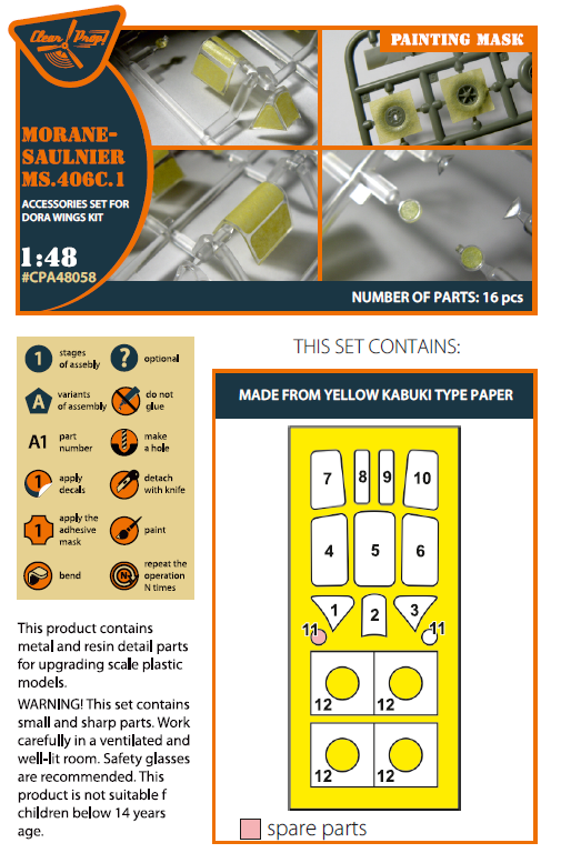 Clear Prop CPA48058 1:48 Morane-Saulnier MS.406C.1 Paint Mask