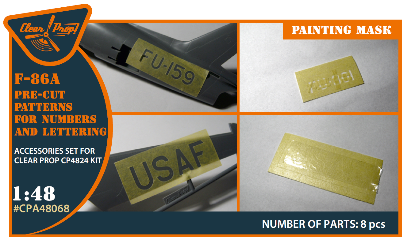 Clear Prop CPA48068 1:48 F-86A Sabre USAF Numbers & Letters Mask